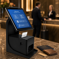 Support de tablette et imprimante TPV PS-20A pour l'accueil d'hôtel, borne iPad métallique pour le service client en hôtellerie avec inclinaison à 90° °    Rotation