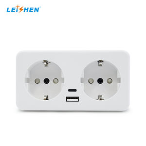 Venta al por mayor Blanco/negro <span class=keywords><strong>de</strong></span> alta calidad 16A 230V enchufes eléctricos Schuko doble 2 Gang USB PD 20W Schuko enchufes <span class=keywords><strong>de</strong></span> pared para tren/metro - Product Image 4