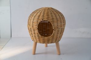 Ganzjahres-Haustier-Rattanhaus Umweltfreundliches Komfortables Erhöhtes Haustierhaus Komfortables Bett für Pelzige Freunde Weiden-Katzenhaus - Product Image 3