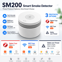 Détecteur de fumée WiFi/Zigbee/Matter, application intelligente Tuya, alarme incendie, sirène puissante de 85 dB, capteur de fumée photoélectrique, fonctionne sur piles