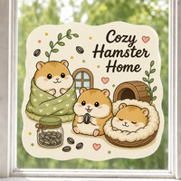 Autocollants personnalisés imperméables en PVC vinyle, motif hamster Kawaii, pour fenêtre, imprimés UV, électrostatiques, décoratifs pour verre et mur