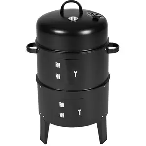 Hot Selling 3 in 1 Smokeless Charcoal bbq grill Smoker 3 Layers Tower Vertical Barrel Charcoal Barbecue Grill Smoker