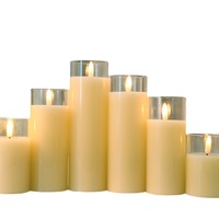 Bougies sans flamme scintillantes en verre, bougies piliers en cire véritable, bougies LED à piles avec télécommande et minuterie, décoration d'intérieur