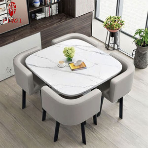 Set <span class=keywords><strong>Tavolo</strong></span> <span class=keywords><strong>da</strong></span> <span class=keywords><strong>Pranzo</strong></span> di Qualità Garantita con 4 Sedie, Rettangolare Rotondo <span class=keywords><strong>in</strong></span> <span class=keywords><strong>Marmo</strong></span> e Legno, Piano <span class=keywords><strong>in</strong></span> Pietra Sinterizzata, Set <span class=keywords><strong>da</strong></span> <span class=keywords><strong>Pranzo</strong></span> Moderno - Product Image 5