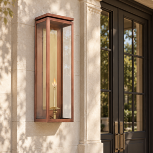 Lámpara de Pared Rectangular Moderna de Cobre para Exteriores, Personalizada, de Acero y Vidrio, con Llama de Gas, para Villa, Porche, Entrada - Product Image 4