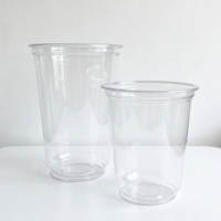 Gobelets en plastique PET transparents jetables à paroi simple, imprimés sur mesure, de qualité alimentaire, 500 ml, 700 ml, 16 oz, 24 oz, pour Bubble Boba, thé au lait, café