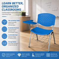 Chaise de formation OEM/ODM pour mobilier scolaire avec tablette d'écriture et structure en acier pour projets de salles de classe universitaires