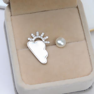 Ensemble de pendentifs et de boucles d'oreilles en argent S925, tendance pour femmes, perles de cheveux creuses semi-finies 7-9, composants de bijoux 2715 - Product Image 2