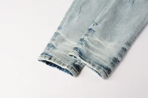 Jeans de Diseñador para Hombre de Alta Calidad, Marca Reconocida, Tejidos Elásticos, Color Oscuro Desgastado, Estilo Desgarrado, Últimos Modelos - Product Image 6