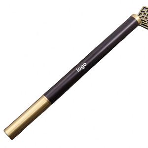 Bolígrafo de Regalo Creativo Retro Orb de Madera Maciza de Ébano y Caoba con Detalles Metálicos de Latón, Personalizable con Logotipo Impreso, Novedoso y Elegante - Product Image 2