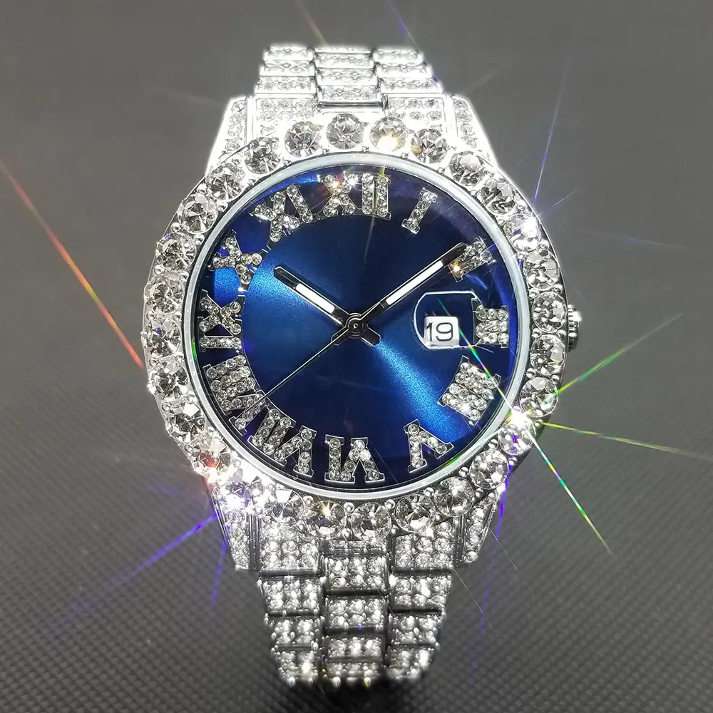 Dropshipping Men Or Women Hip Hop Watches Big Dial Luxury Iced Out Wristwatch Diamond Mens Quartz Watch