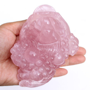 Barang Fengshui Ukir Tangan, Katak Kristal Quartz Mawar Alami untuk Dekorasi - Product Image 5