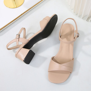 Sandali con Tacco Grosso Estivi da Donna, Misura Grande 35-44, Punta Quadrata, Tacchi Alti Eleganti Neri e <span class=keywords><strong>Nude</strong></span>, Vendita all'Ingrosso - Product Image 3