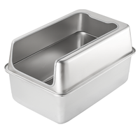 Bac à litière pour chat en acier inoxydable double couche, grande taille, facile à nettoyer, personnalisable OEM/ODM, vente en gros, produit phare