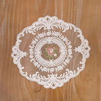 Napperons vintage en dentelle Ychon, tapis de table en dentelle brodée, dessous de plat anti-poussière pour la maison, décorations de table à manger