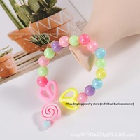 Bracelet en perles pour enfants, motif cœur, mignon, dessin animé, princesse, accessoires pour filles, résine acrylique, fait main, Taobao, petit cadeau, vente en gros