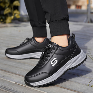 Zapatos para Caminar de Mujer, Cuero Vacuno, Punta Redonda, Impermeables, Color Sólido A666, para Personas Mayores, Cómodos para Viajar, con Logotipo de Goma - Product Image 1