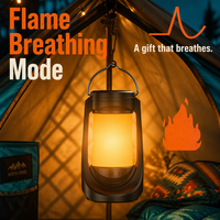 Lanterne de camping LED rechargeable à l'énergie solaire, lampe de tente portable à effet de flamme, lampe de travail extérieure à intensité variable, magnétique