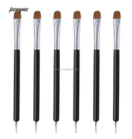 Pinceau professionnel double-embout PENYUE pour nail art, avec poils de Kolinsky, liner et stylos à points ovales # 10/ # 12/ # 14 Multifonctionnel