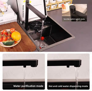 Fregadero de cocina pequeño invisible de una sola ranura, isla de barra de acero inoxidable, mini lavabo, antideslizante y antiatrapamiento de manos - Product Image 5