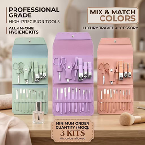 Juego de <span class=keywords><strong>manicura</strong></span> <span class=keywords><strong>y</strong></span> <span class=keywords><strong>pedicura</strong></span>, kit de cortaúñas 16 en 1, kit de aseo de viaje, herramientas para el cuidado de las uñas con bolsa de cuero - Product Image 2