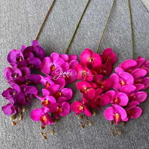 ดอกกล้วยไม้ฟาแลนนอปซิสประดิษฐ์ จินซี 8 หัว สีฟ้า ผ้าไหม สำหรับตกแต่งงานแต่งงาน ตกแต่งห้องนั่งเล่น ของตกแต่งบ้าน - Product Image 2