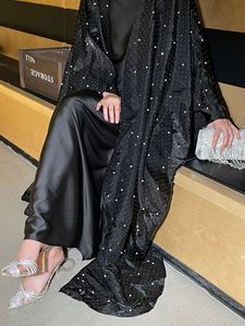 海岛丝绸优雅两件套长袖内搭连衣裙水晶刺绣花卉图案甜心领口长袍 - Product Image 3
