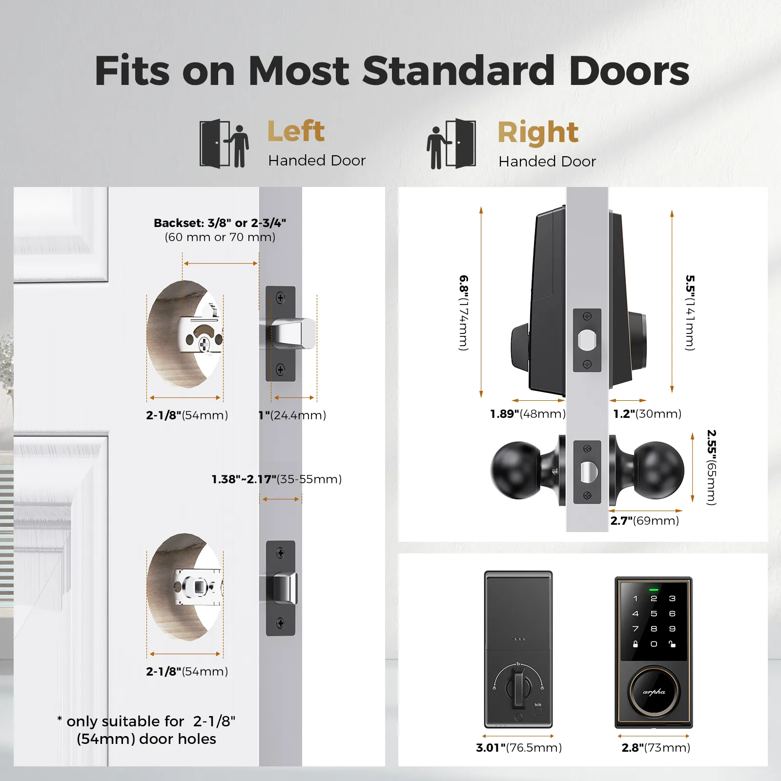 ล็อคประตูอัจฉริยะ arpha AL302 deadbolt WiFi Tuya ล็อคประตูอัจฉริยะควบคุมด้วยแอปล็อคกระบอกดิจิตอลอัจฉริยะสำหรับประตูภายนอก