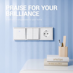 Soket dan sakelar dinding, sakelar lampu tombol tekan 1 Gang seri EU Z dengan indikator LED 80*80mm sakelar dinding Modern - Product Image 3