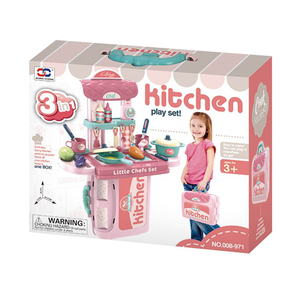 3 in 1 funny little chef girls toy kitchen play set in custodia per il trasporto/tavolo da cucina finta gioca set di giocattoli per bambini - Product Image 5