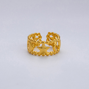 Anillo de Estrella de Cinco Puntas, Diseño Abierto Dorado, Joyería de Moda para Mujer, Regalo, Origen Yiwu JZ21174 - Product Image 4