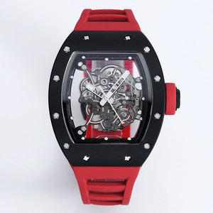 2026 New Wine <b>Red</b> Ceramic Tonneau Unisex Men Watch – Luxury Skeleton Tourbillon, Rubber Strap, Business Waterproof Automatic - Product Image 1