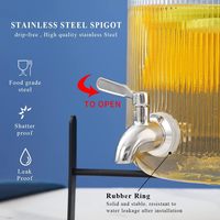 Distributeur de boissons en verre de style américain, distributeur de boissons pour réfrigérateur, multifonction, étanche, robinet en acier inoxydable, utilisation en cuisine (transparent)