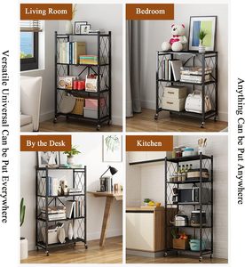 Modern Metal Multi-Layer Kitchen Foldable <b>Storage</b> <b>Rack</b> with Standing Floor Design-Eco-Friendly - Product Image 4