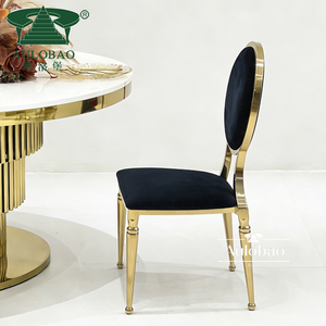 Chaise de mariage décorative or acier inoxydable métal meubles de salle à manger chaise d'hôtel moderne chaises de salle à manger de luxe - Product Image 3