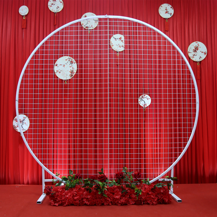 Circular Grid Arch Wedding Background Screen Geometric Party Wedding Flower Wall Circle Backdrop Stand
