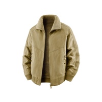 Blouson Bomber Réversible Homme Personnalisé avec Logo, en Coton et Fibre de Vinaigre, Doublure Polaire Zippée, Rembourrage Épais, Coupe Ample, Automne