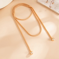 Colliers Lariat Tendance avec Pendentif Double Boule et Chaîne Popcorn pour Femme, Longue Chaîne de Pull Rétro, Accessoires de Mode, Bijoux
