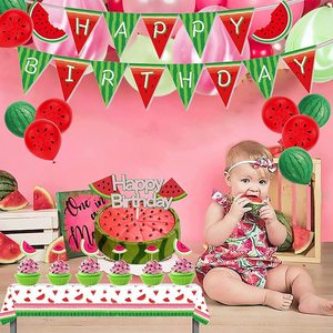 Yunik Watermelon Theme <b>Tablecloth</b> 130x220cm <b>Rectangle</b> Disposable Plastic Party Decoration - Product Image 3