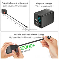 Chargeur de téléphone portable GaN 65W PD QC3.0 à charge rapide avec câble de charge Type-C rétractable pour iPhone Samsung Ordinateur portable