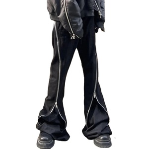 <span class=keywords><strong>Pantaloni</strong></span> da jogging larghi in cotone French Terry personalizzati, con cerniera, effetto vintage, lavaggio acido, da uomo - Product Image 1