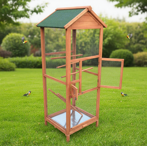 Wooden <b>Bird</b> Breeding Easy to Clean House Cages with <b>Stand</b> Aviary for Parakeet Parrots - Product Image 1