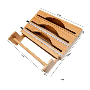 Towel Holder Organizer Plastic Cutter Aluminum Tin Foil And Wax Wrap Paper Kitchen Bamboo 4 In 1 Grocery Box