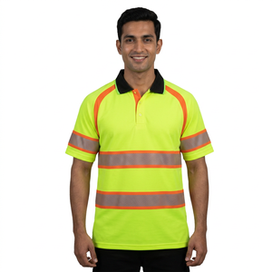 Two-Tone Night Reflective Stripe <b>Safety</b> Polo Shirt <b>Roadway</b> <b>Safety</b> Clothing - Product Image 1