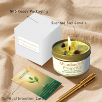 Bougie parfumée artisanale en cire de soja naturelle à label privé, parfumée aux cristaux, dans une boîte, pour la décoration de la maison