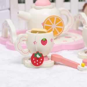 Cadeaux pour enfants, accessoires de cuisine, ensemble de thé et de desserts en bois pour les petites filles - Product Image 5