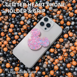 Factory Price Clear Glitter Stand Heart-Shaped Mobile Phone Holder with Falling Glue Effect Phone Grip and <strong>Socket</strong> - Product Image 2