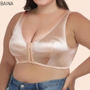 Sujetador estilo camisón de satén con cierre frontal para mujer, talla grande, ultrafino, sin esponja, lencería íntima europea y americana - Product Image 2