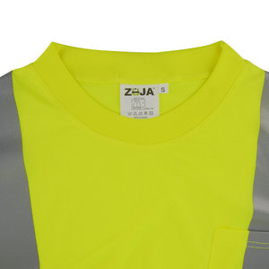 T-<span class=keywords><strong>shirt</strong></span> de sécurité haute visibilité en polyester fluorescent ANSI CLASSE 2 avec logo personnalisé et poche poitrine - Product Image 4