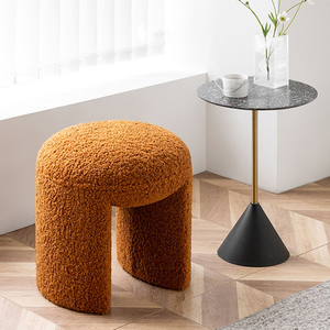 Mobilier moderne de salon tabouret confortable pour vestiaire et chaussure meubles de maison tabouret bas en fourrure de laine d'agneau pouf pour chambre à coucher - Product Image 3